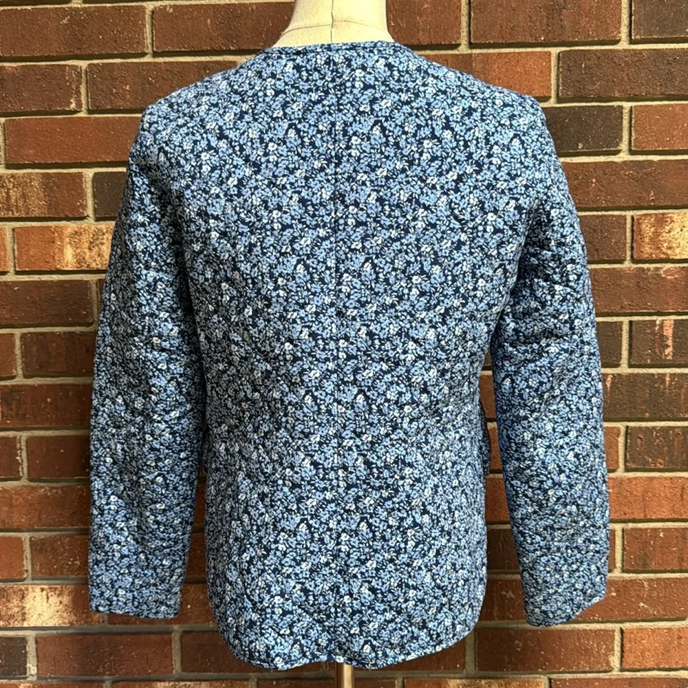 J. Crew Factory Blue & White Quilted Floral Jacket Size 4